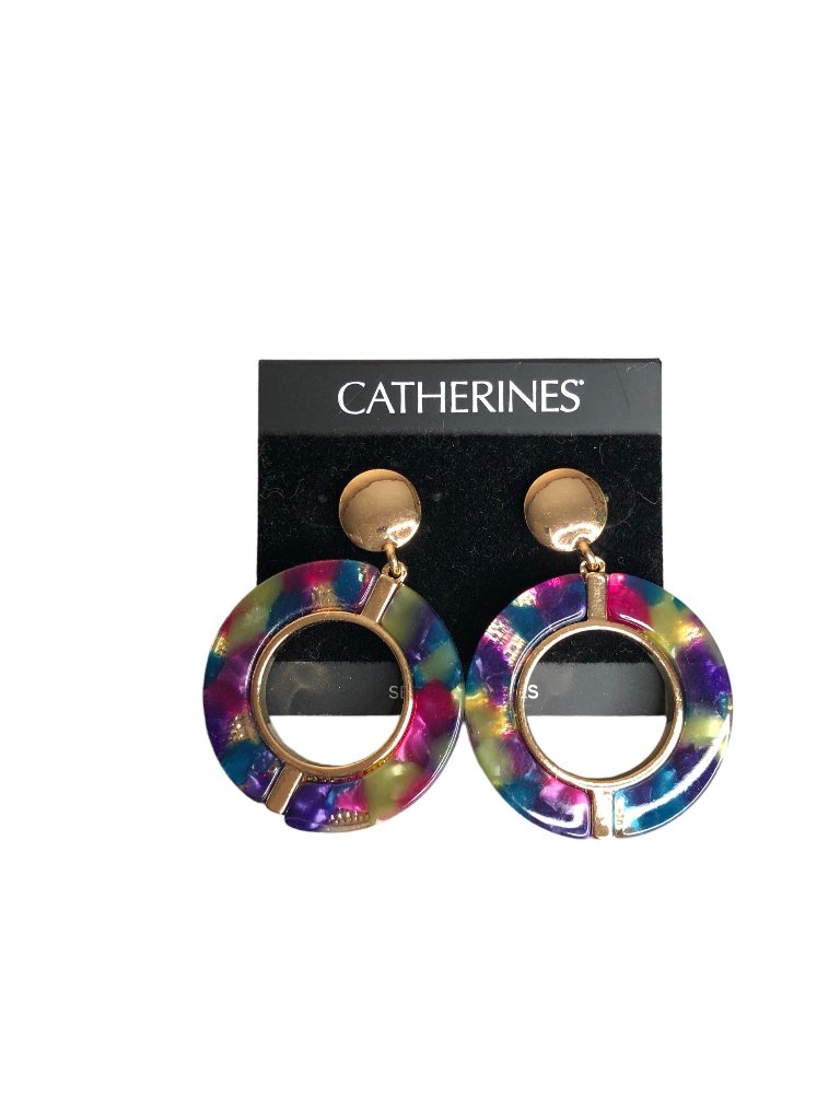 Catherine's Earrings New Stud Dangle Gold Tone Pierced Pink Purple Blue